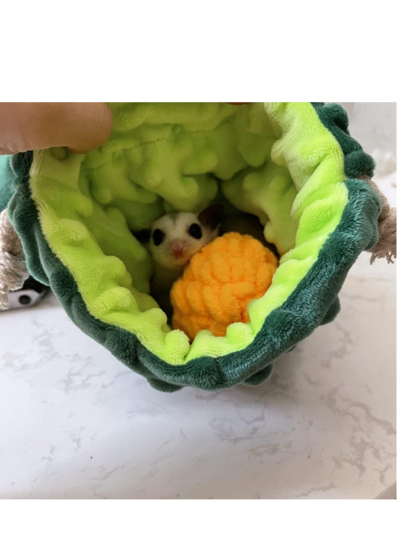 Generic Flannel Sleeping Pouch with Breathable Vent and Drawstring Portable Travel Bag Small Animal Carrier for Sugar Glider Squirrel Hamster Rats Hedgehog Green  - Image 3
