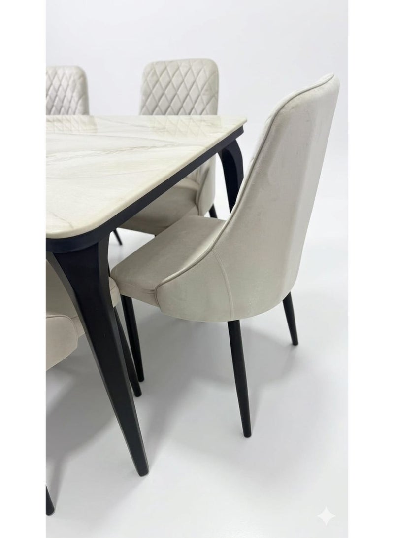 Luxury marble dining table with six chairs - Image 5
