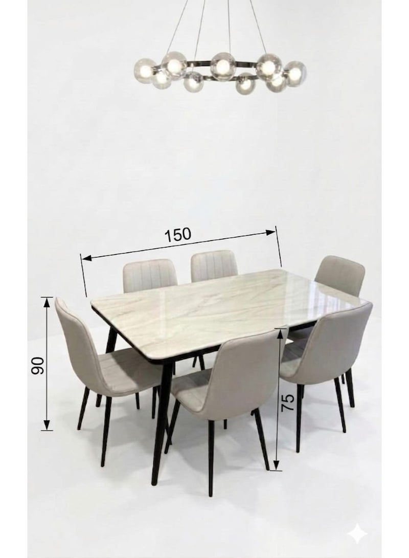 Luxury marble dining table with six chairs - Image 4