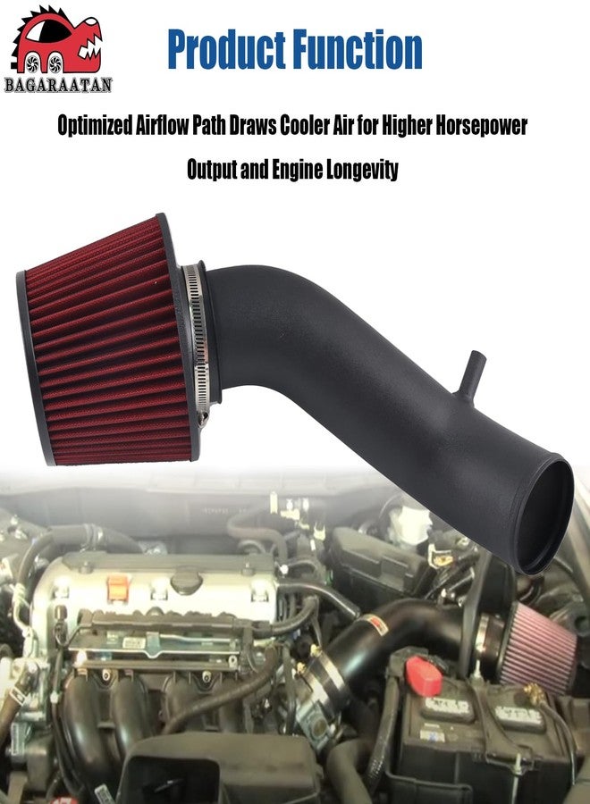 BAGARAATAN Cold Air Intake Kit Compatible with 2008-12 Honda Accord 2.4L 8th gen,High Performance Red Filter Black Pipe washable filter - Image 5