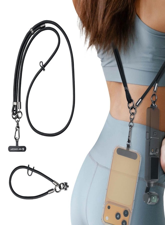 K&F CONCEPT 2-in-1 Phone Lanyard with 1/4" Screw, Adjustable Anti Theft Crossbody Strap Compatible for Dji Osmo Pocket 3, Skin-friendly, Premium Metal Buckles Neck Strap for All Phone/Action Camera - Image 1