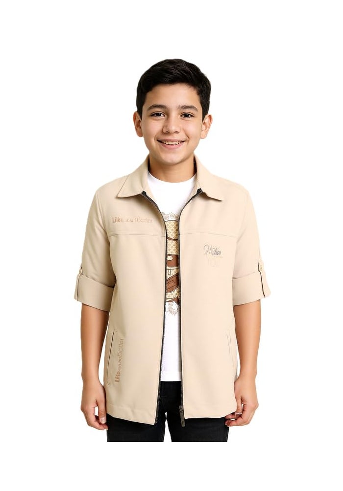 CAVIO Boys Printed Full Sleeve Jacket with Regular Fit T-Shirt - Image 1