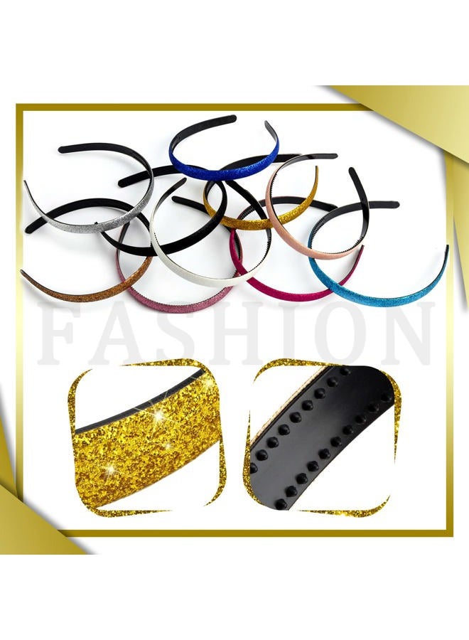 Blulu 10 Pcs Headband for Girls Thin Glitter Toddler Kids Sparkle with Teeth Glitter Headbands Girls Christmas DIY Non Slip Accessories for Toddler Kids Women(Bright Colors) - Image 3