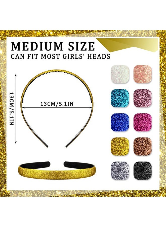 Blulu 10 Pcs Headband for Girls Thin Glitter Toddler Kids Sparkle with Teeth Glitter Headbands Girls Christmas DIY Non Slip Accessories for Toddler Kids Women(Bright Colors) - Image 2