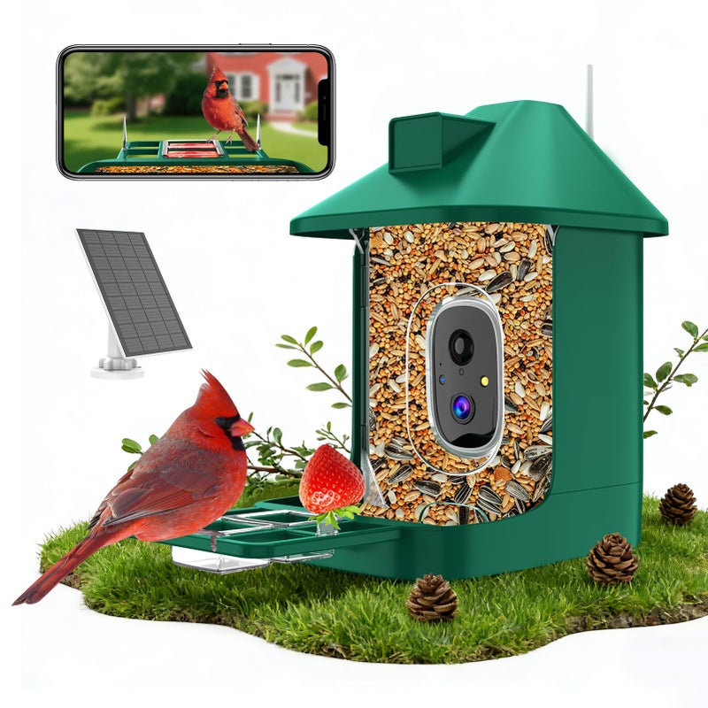 Vatjubi Bird Feeder with Camera2K Live ViewWiFi Smart Bird House with Cam Solar Powered for OutdoorNight VisionAI IdentifyAuto Record VideoRealTime App AlertsBirdwatching Gifts for FamilyBirds Lover - Image 2