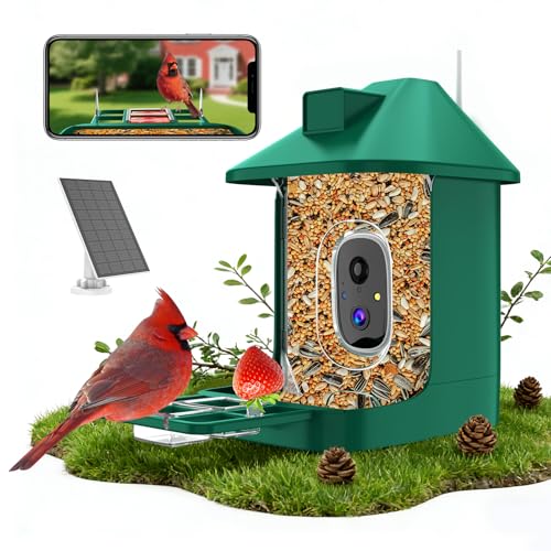 Vatjubi Bird Feeder with Camera2K Live ViewWiFi Smart Bird House with Cam Solar Powered for OutdoorNight VisionAI IdentifyAuto Record VideoRealTime App AlertsBirdwatching Gifts for FamilyBirds Lover - Image 1