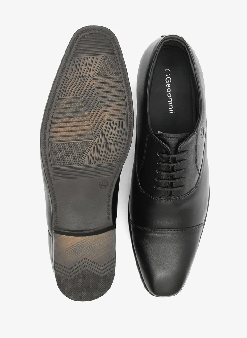 Geoomnii Black Formal Lace-Up Shoes for Men – Elegant & Comfortable Office Footwear for Men | Best Price UAE