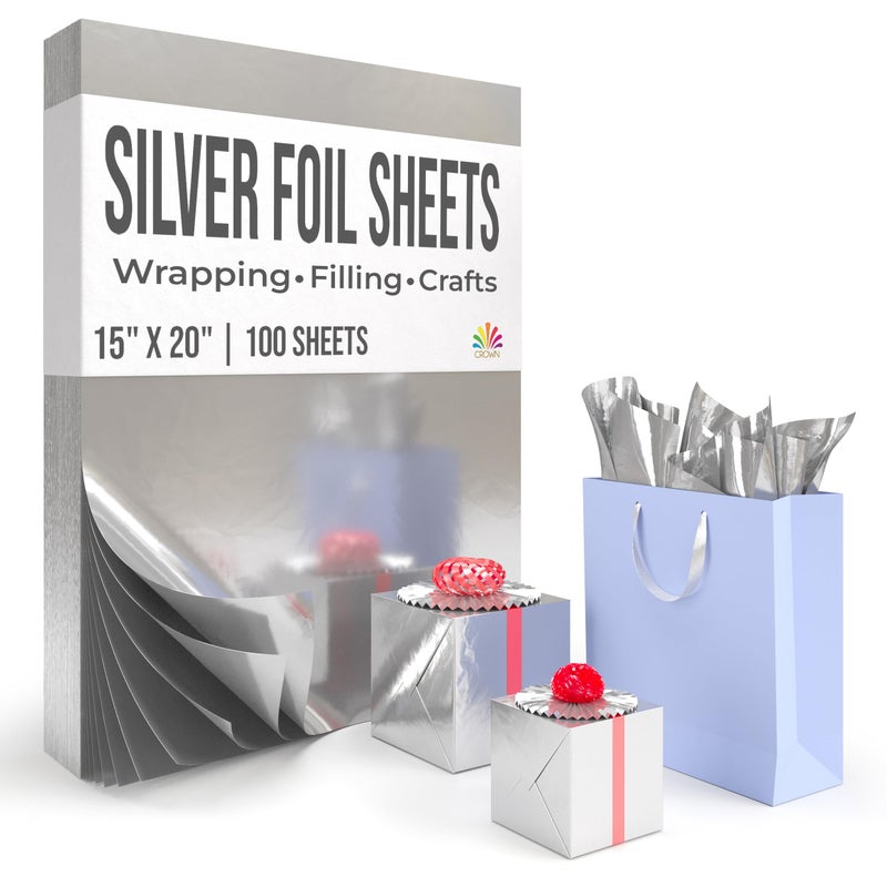 Crown Display Silver Tissue Paper For Gift Bags  Birthday Gift Wrapping Paper  100 Sheets 15x20  For Present Wrap DIY Project Arts And Crafts Or Basket Wrap