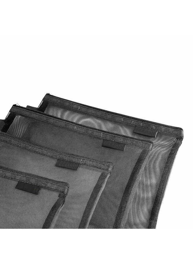 Topfinder Clear Cosmetic Bags Zip Makeup Mesh Bags Pencil Case Pouch Travel Toiletry Kit Set Storage Case (Black) - Image 3