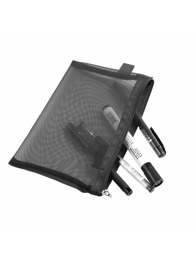Topfinder Clear Cosmetic Bags Zip Makeup Mesh Bags Pencil Case Pouch Travel Toiletry Kit Set Storage Case (Black) - Image 4
