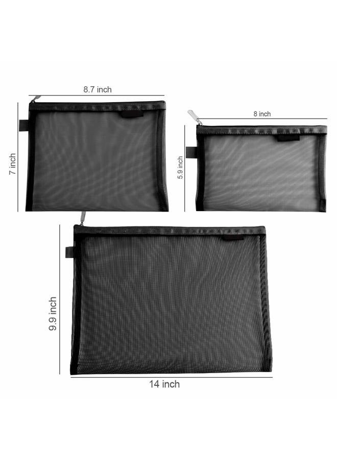 Topfinder Clear Cosmetic Bags Zip Makeup Mesh Bags Pencil Case Pouch Travel Toiletry Kit Set Storage Case (Black) - Image 5