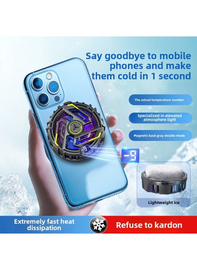 Generic - JD16 Semiconductor Refrigeration Digital Display Magnetic Attico Game Live Cooling Mute Universal Icing Phone Radiator-Color:Non-digital Display Jd16 [ice Magnetic Radiator] + Clip - Image 1