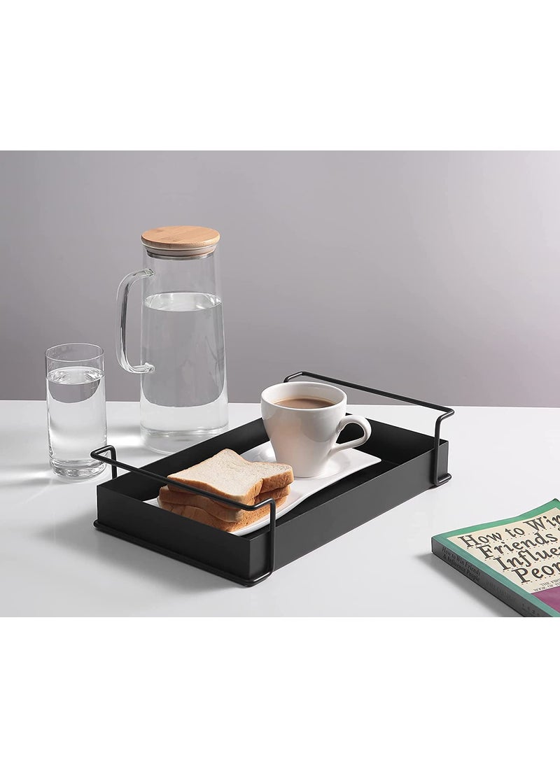 SHIOK DECOR SHIOK DECOR 1Tier Decorative Coffee Table Tray Iron Tray with Handles Vanity Tray and Serving Tray for Bathroom Kitchen Ottoman Dressing Table and Coffee Table 134 X 83 X 32 inchesBlack  - Image 5