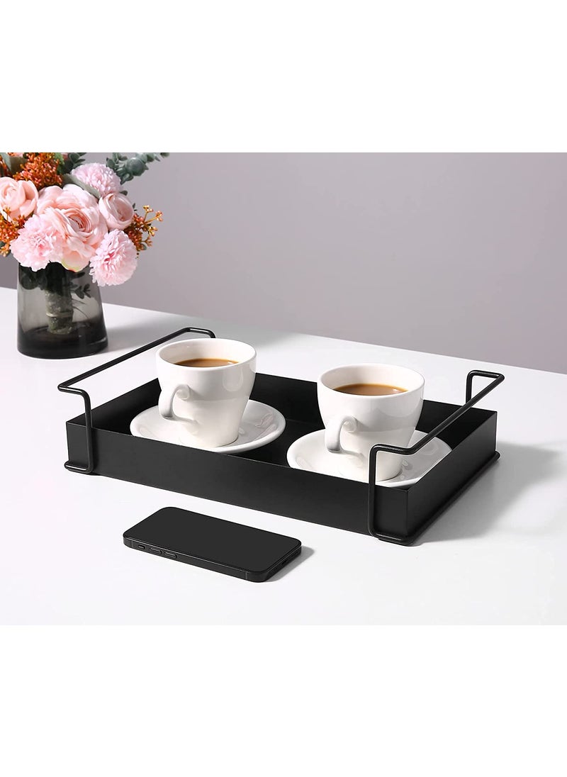 SHIOK DECOR SHIOK DECOR 1Tier Decorative Coffee Table Tray Iron Tray with Handles Vanity Tray and Serving Tray for Bathroom Kitchen Ottoman Dressing Table and Coffee Table 134 X 83 X 32 inchesBlack  - Image 1