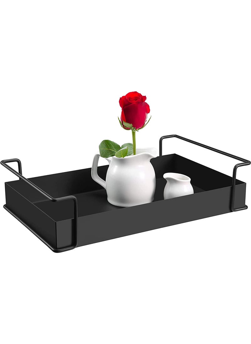 SHIOK DECOR SHIOK DECOR 1Tier Decorative Coffee Table Tray Iron Tray with Handles Vanity Tray and Serving Tray for Bathroom Kitchen Ottoman Dressing Table and Coffee Table 134 X 83 X 32 inchesBlack  - Image 2