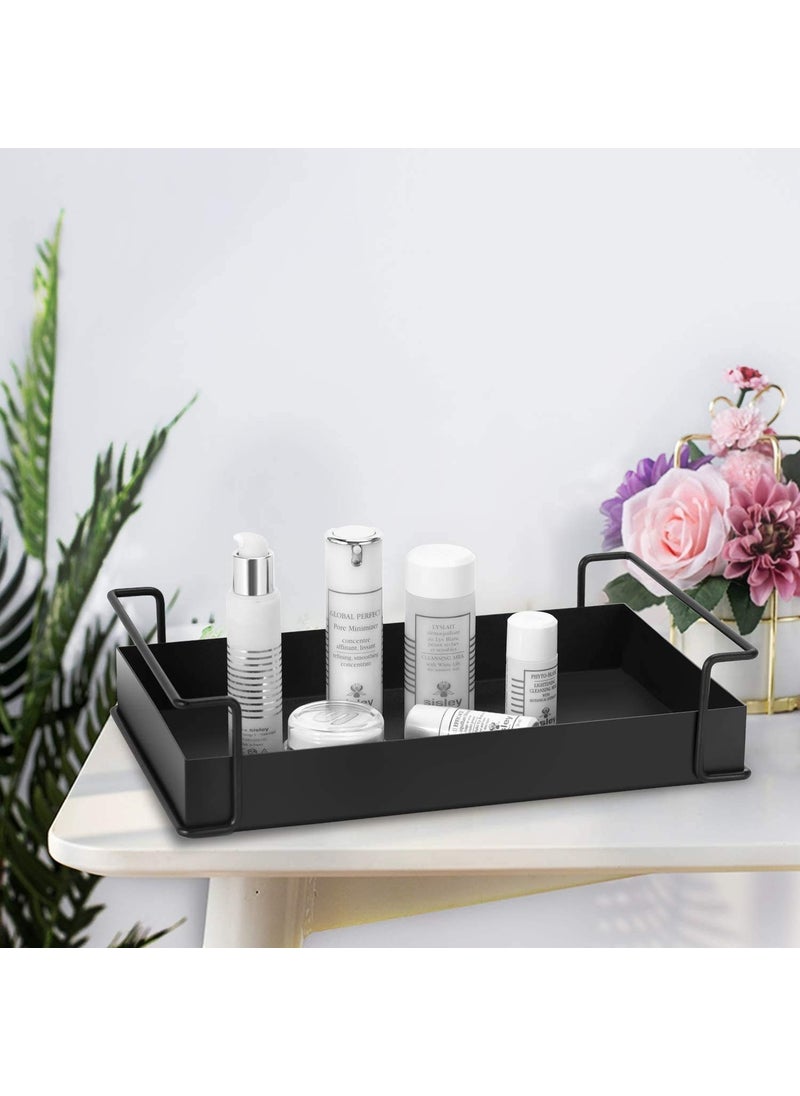 SHIOK DECOR SHIOK DECOR 1Tier Decorative Coffee Table Tray Iron Tray with Handles Vanity Tray and Serving Tray for Bathroom Kitchen Ottoman Dressing Table and Coffee Table 134 X 83 X 32 inchesBlack  - Image 3