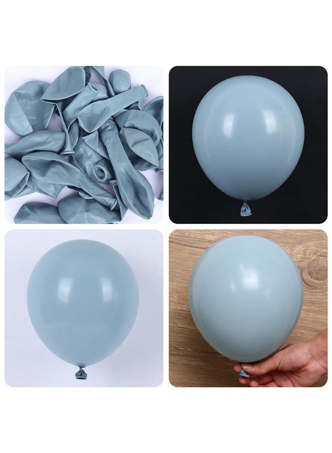 RUBFAC 129pcs Dusty Blue Balloons Different Sizes 18 12 10 5 Inch Latex Haze Blue Balloon Garland Arch for Party Decoration Birthday Wedding Engagements Anniversary Baby Shower Party Supplies - Image 3