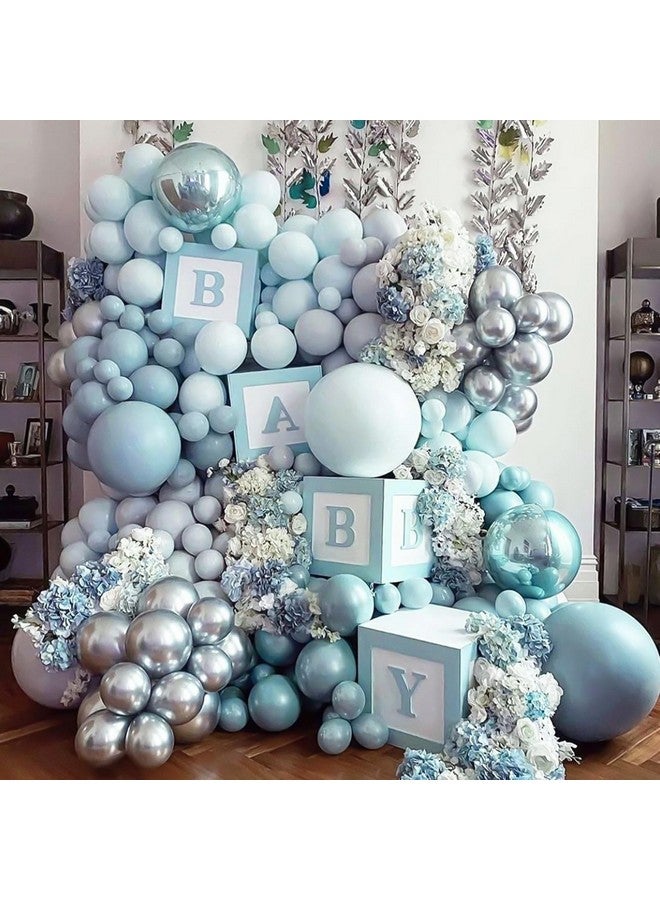 RUBFAC 129pcs Dusty Blue Balloons Different Sizes 18 12 10 5 Inch Latex Haze Blue Balloon Garland Arch for Party Decoration Birthday Wedding Engagements Anniversary Baby Shower Party Supplies - Image 4