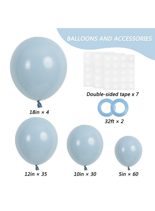 RUBFAC 129pcs Dusty Blue Balloons Different Sizes 18 12 10 5 Inch Latex Haze Blue Balloon Garland Arch for Party Decoration Birthday Wedding Engagements Anniversary Baby Shower Party Supplies - Image 2