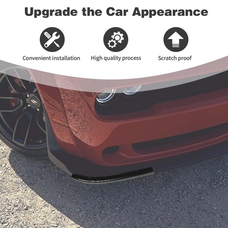 PDKLIN for Challenger Front Bumper Lip Splitter Protector Cover Trim for 2015-2023 Dodge Challenger GT RT SRT Black Exterior Accessories 2pcs - Image 4