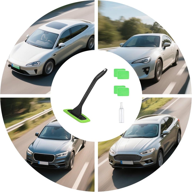 Windshield Cleaner Tool - Interior Glass Detailing Wand, Soft Microfiber Pad Cleaner, Swivel Head Design, Scratch-Free Finish | Cleaning Equipment for Vehicles Cars Trucks Home Window Mirror Care - Image 2