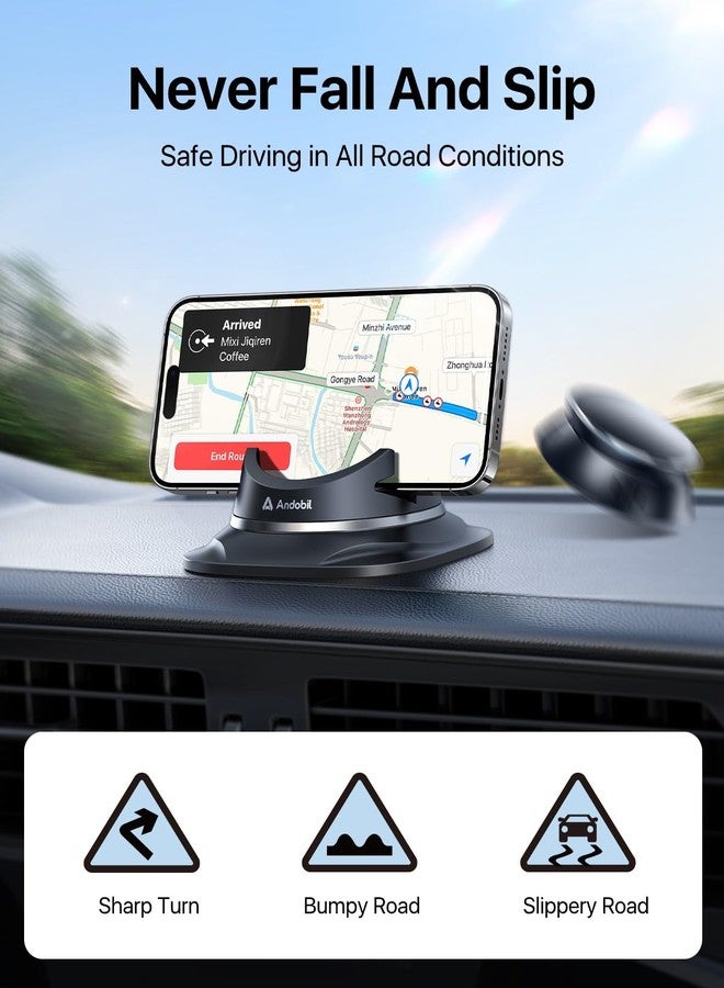 andobil Upgraded Car Phone Holder, Stable & Silicone Phone Holders for Your Car, 360°Rotatable Dashboard Cell Phone Holder, Cell Phone Car Mount Compatible with iPhone 16 Pro Max/15/14/13/12, Samsung - Image 3