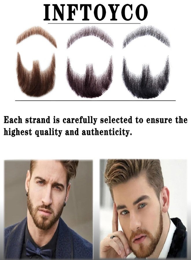 INFTOYCO Fake Beard Realistic Mustache Full Hand Tied Goatee Facial Hair Adults Men Lace Invisible False Beards for Halloween Dressing Entertainment Drama Party Movie Makeup (Brown) - Image 3