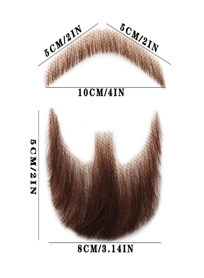 INFTOYCO Fake Beard Realistic Mustache Full Hand Tied Goatee Facial Hair Adults Men Lace Invisible False Beards for Halloween Dressing Entertainment Drama Party Movie Makeup (Brown) - Image 2