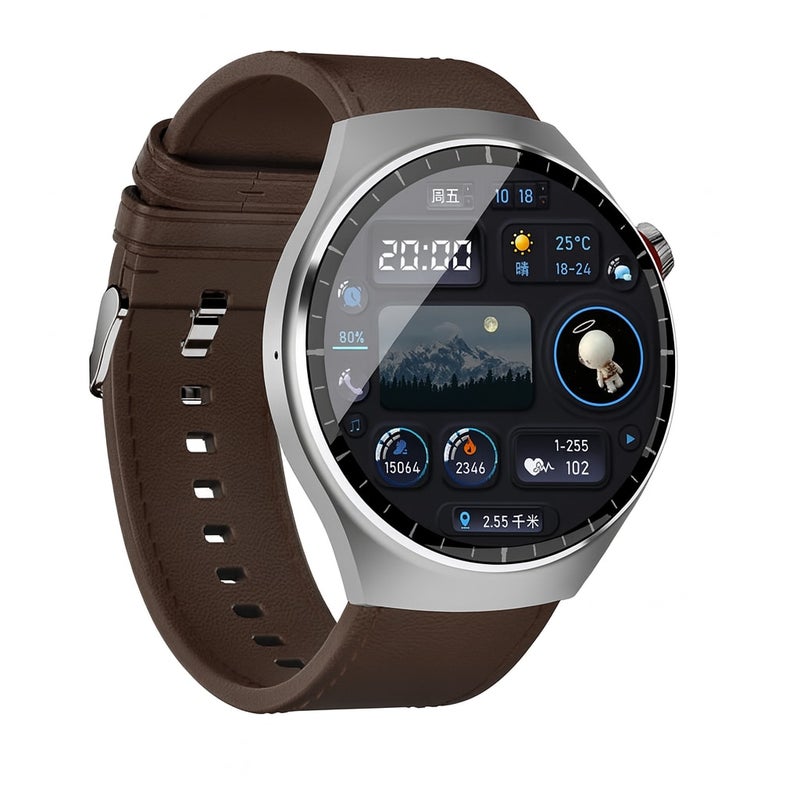أوتيتو ساعة ذكية WATCH 4 PRO بشاشة AMOLED مقاس 1.43 بوصة، تدعم الاتصال الذكي، أكثر من 100 وضع رياضي، تتبع الصحة، مع سوار جلدي أسود أنيق للرجال  وتصميم عصري متطور - Image 2