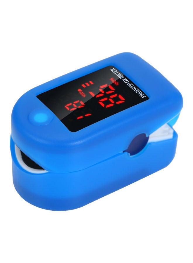 NIBEMINENT Mini Fingertip Pulse Oximeter Rate Blood Oxygen Saturation Monitor Clear OLED Display Lanyard Silicon Case for Home Use, Blue With Silicone - Image 1