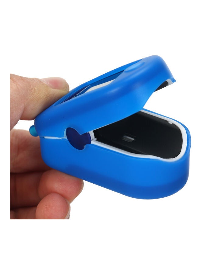 NIBEMINENT Mini Fingertip Pulse Oximeter Rate Blood Oxygen Saturation Monitor Clear OLED Display Lanyard Silicon Case for Home Use, Blue With Silicone - Image 2