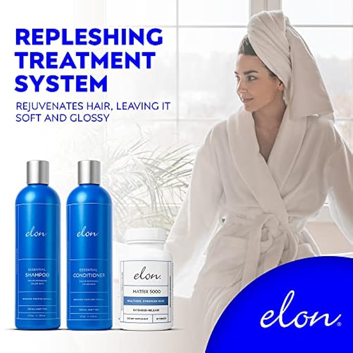 Elon Complete Kit for Thinning Hair – Elon Essential Shampoo and Conditioner Set + Matrix 5000 Hair Growth Supplement – NO Sulfates, Parabens or Phthalates - Image 3