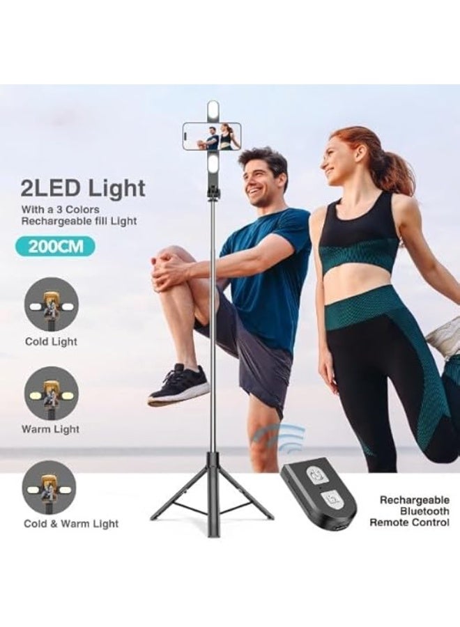 PLOKAMA حامل بث مباشر PLOKAMA LIVE-K10 Pro بطول 200 سم – حامل ثلاثي ثقيل مع حامل هاتف، ذراع قابلة للتعديل ومثبت إضاءة – حامل بث بجودة استوديو لتطبيقات تيك توك، يوتيوب، فيسبوك لايف، الفلوجينغ، المكياج، المقابلات - Image 3