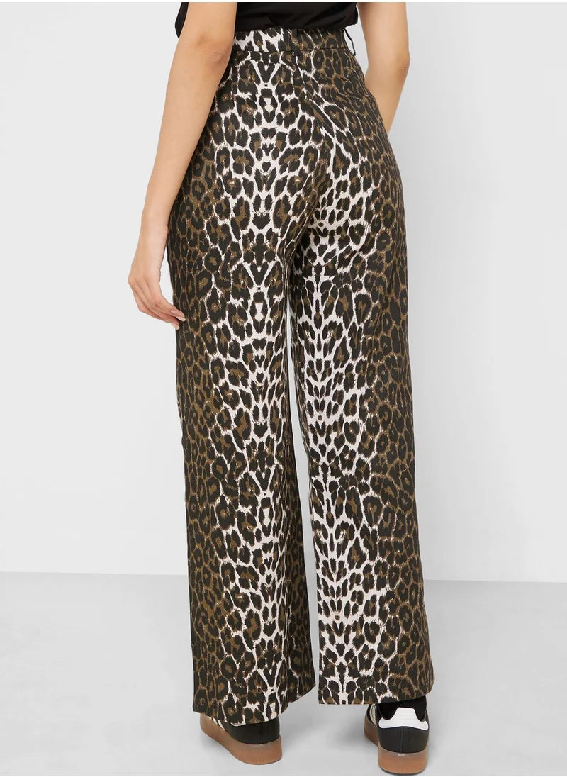 Ginger Leopard Print Straight Fit Pants