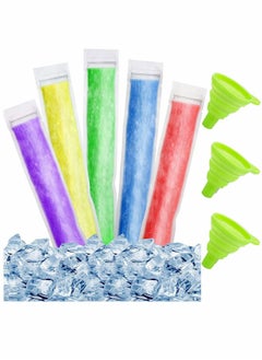 Generic 100 Pieces Disposable Ice Mold Bags Homemade ice lolly Bags with Funnels Freeze Snacks Freezer Tubes for Healthy Snacks Juice Smoothies  - Image 1