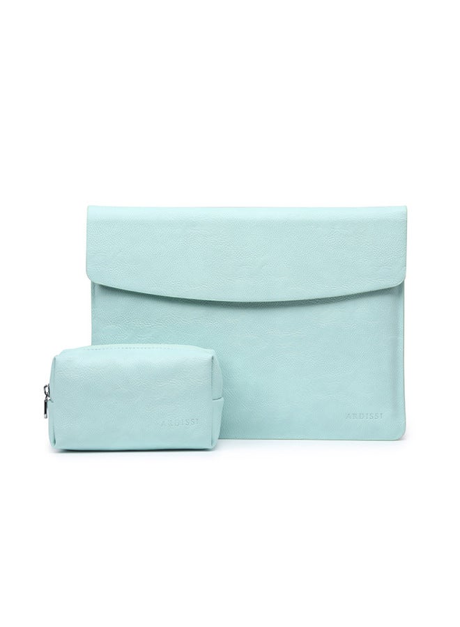Macbook13-14-16 Inch Liner Oil Edge Technology For Apple Notebook Protective Cover M1/M2 New-Color:Litchi Grain-Green (liner Bag + Power Pack)-Applicable Model:13.3 Inches (A1502/1425/1466/1369)  - Image 1
