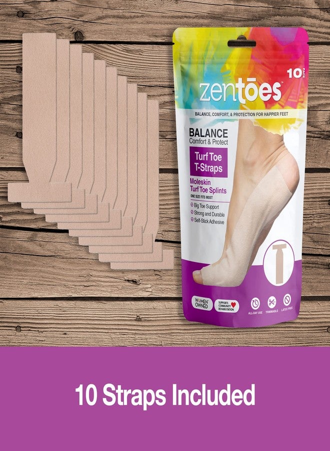 ZenToes Turf Toe T-Straps - 10 Pack Moleskin Splints for Big Toe Injuries - Adhesive Toe Straighteners - Image 2