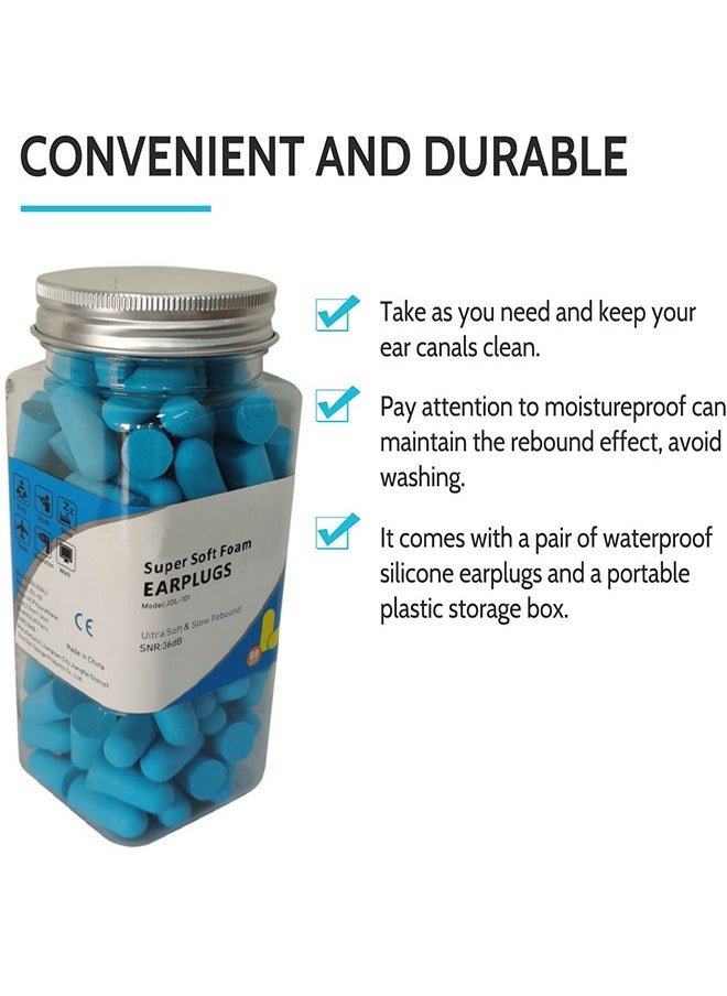Generic - Ultra Soft Foam Earplugs Sleep, Noise Cancelling Ear Plugs for Sleeping, Shooting,Travel and Work- 38dB Highest Noise Reduction-60 Pairs Pack (Lake Blue) - Image 1