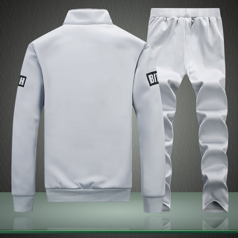 Spring and Autumn New Mens Sweatshirt suit Korean Slim-fit Long-sleeved Sweatshirt suit Student Sports Leisure suit Trendy Gray - Image 5