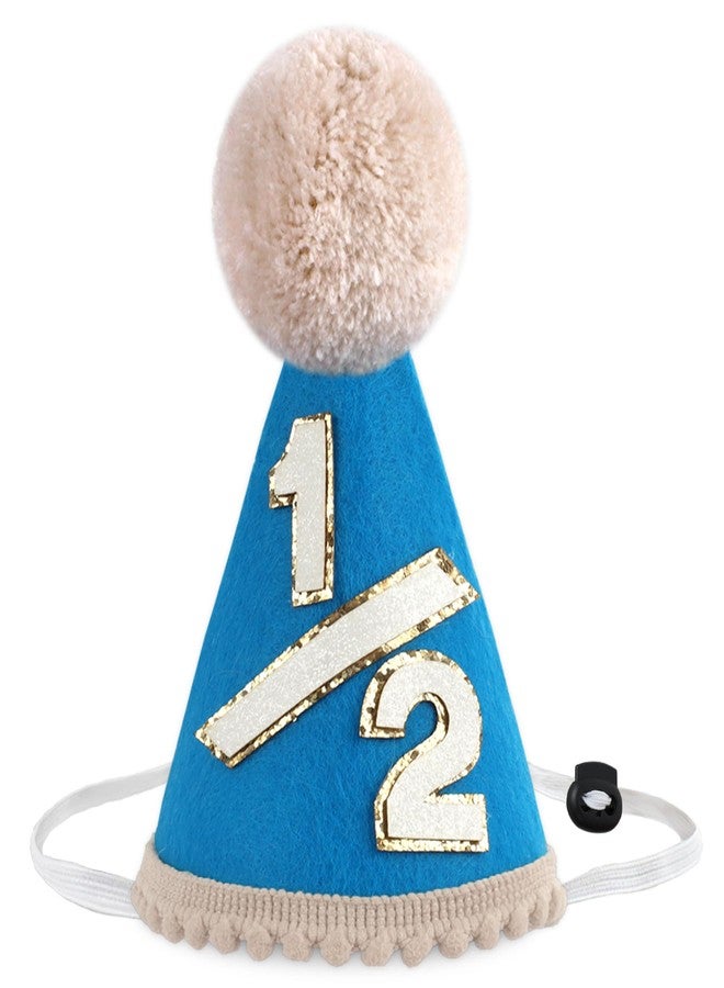PUGPIU 1/2 Birthday Hat, Half Way to One 6 Months Birthday Crown Decorations - Blue - Image 1