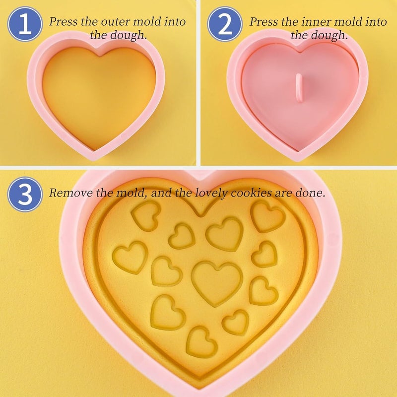 10 Pcg Set Heart Shape Cookie Mold Valentine's Day Love Cookie Cutting Mold Wedding Party Baking Decoration Tools Pink - Image 4
