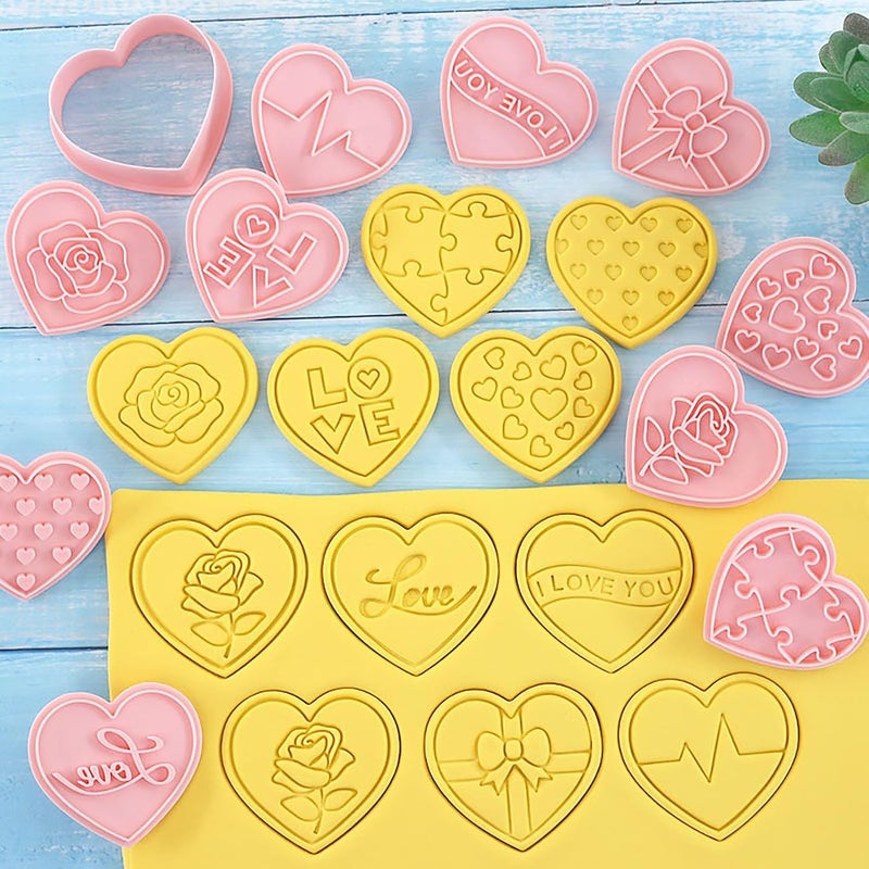 10 Pcg Set Heart Shape Cookie Mold Valentine's Day Love Cookie Cutting Mold Wedding Party Baking Decoration Tools Pink - Image 2