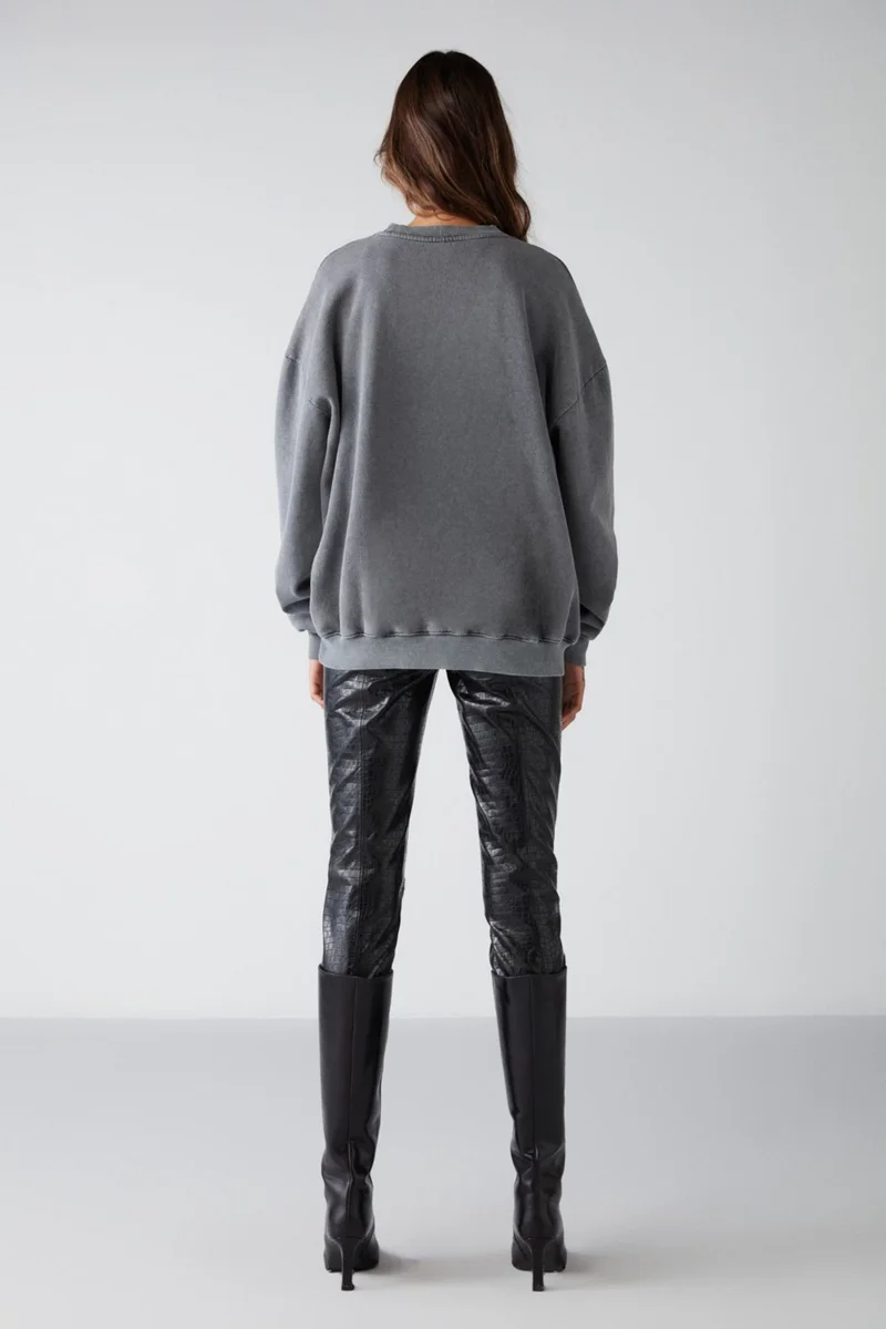 جريميلانج Amelia Women's Knitted Piece Printed Oversize Anthracite Sweatshirt