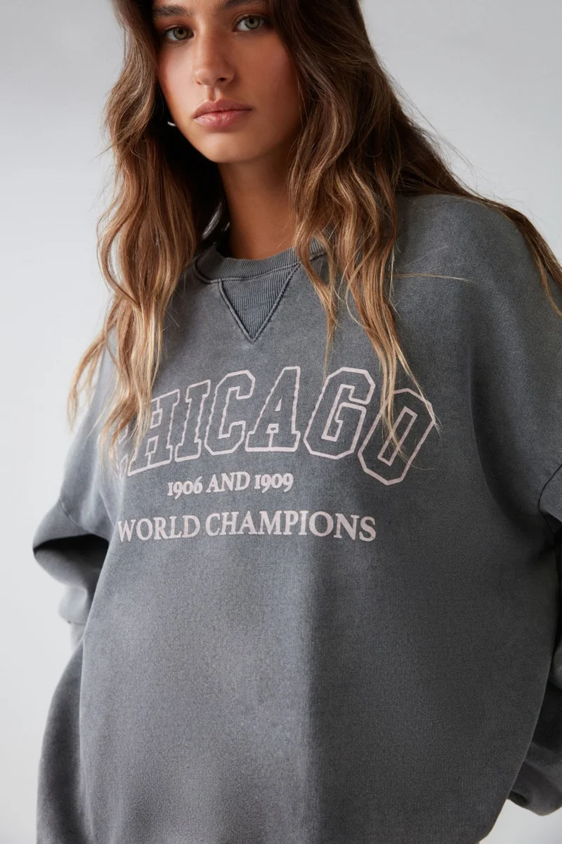 جريميلانج Amelia Women's Knitted Piece Printed Oversize Anthracite Sweatshirt
