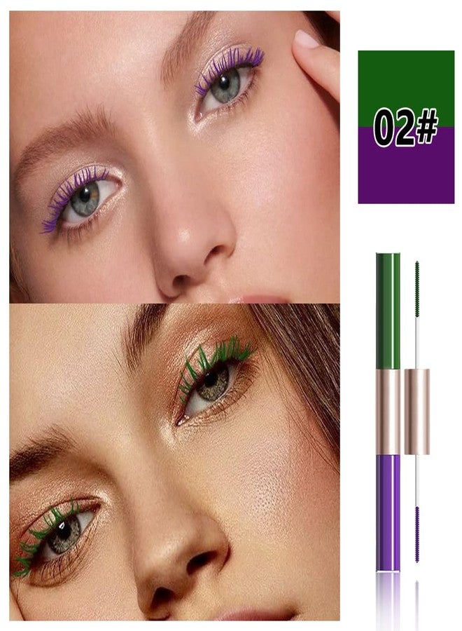 BINGBRUSH Colored Mascara-Smudge-Proof, Long-Lasting, Volumizing & Lengthening,Vibrant,Waterproof Eye Makeup for Party & Daily Looks (02#-Green & Purple, 1 Count (Pack of 1)) - Image 2