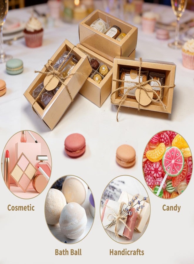 Corsiampoo 30 Pack Kraft Drawer Gift Boxes 6.5x3.5x2 Inch, Easy Assembly Durable Portable Window Boxes with Tags & String, Ideal for Gift Packaging, Party Favors, Retail Display & Commercial Packaging - Image 3