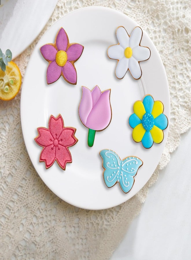 FUSOTO 6PCS Flower Cookie Cutter Set, 3 Inches Flower Shaped Cookie Cutter-Daisy, Tulip, 3 Shaped of Flowers, Butterfly, Stainless Steel Cookie Cutters, Baking Tool for Homemaking Cookie - Image 3