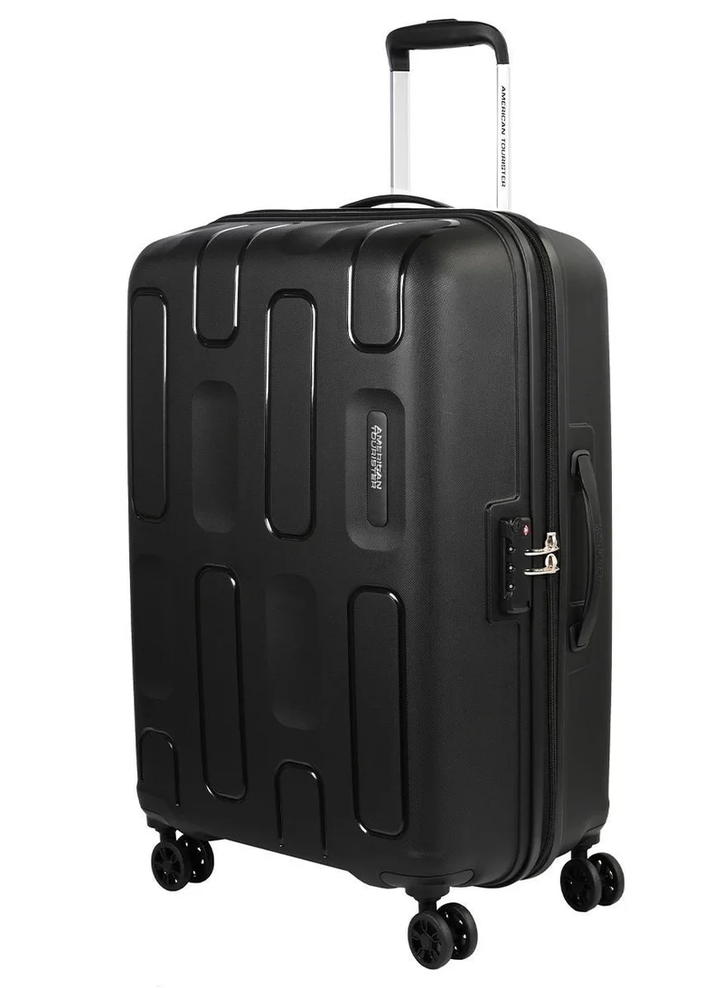 AMERICAN TOURISTER 68 cm / 25 inch Ellipso Suitcase, Check-In Size 68 cm / 25 inch, 4 Spinner Wheels, Hard Top, Polypropylene, Black|Lightweight|Scratch Resistant Texture|TSA Lock - 3 Years International Warranty  | Best Price UAE