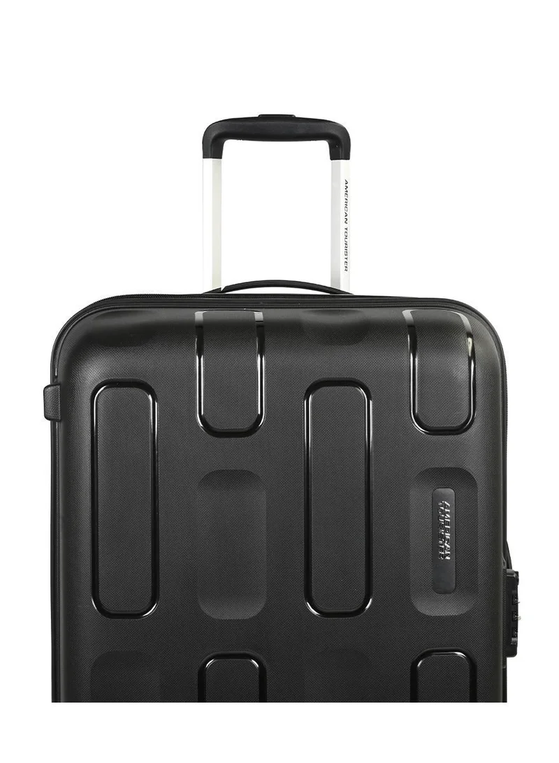 AMERICAN TOURISTER 68 cm / 25 inch Ellipso Suitcase, Check-In Size 68 cm / 25 inch, 4 Spinner Wheels, Hard Top, Polypropylene, Black|Lightweight|Scratch Resistant Texture|TSA Lock - 3 Years International Warranty  | Best Price UAE