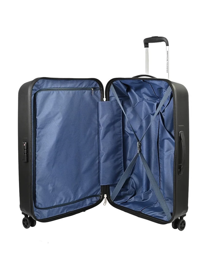 AMERICAN TOURISTER 68 cm / 25 inch Ellipso Suitcase, Check-In Size 68 cm / 25 inch, 4 Spinner Wheels, Hard Top, Polypropylene, Black|Lightweight|Scratch Resistant Texture|TSA Lock - 3 Years International Warranty  | Best Price UAE